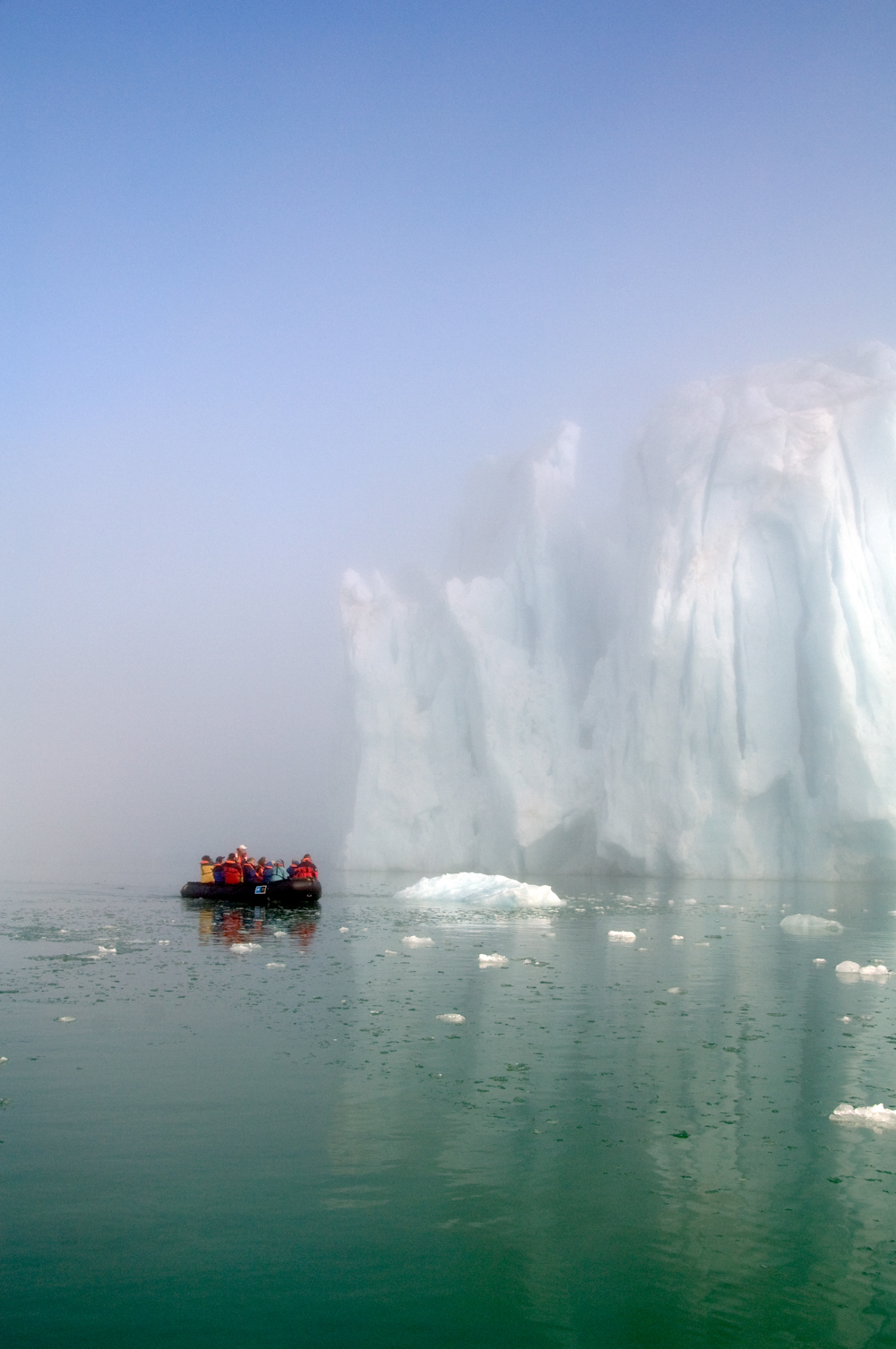 Zodiak Approaches a Glacier in the Arctic
