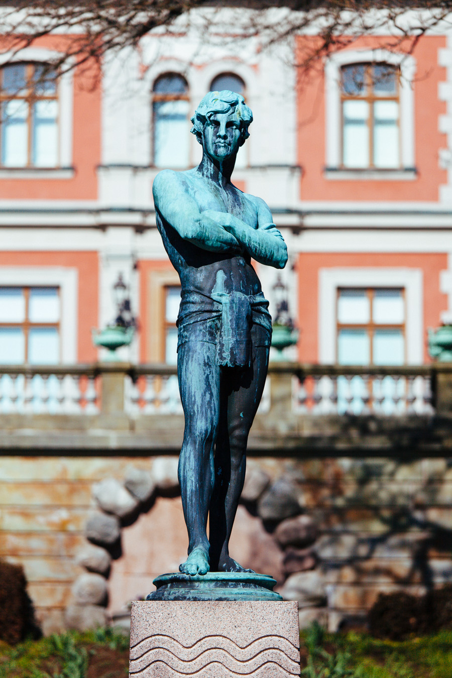 Statue of a Man in Djurgarden Stockholm Waterfront