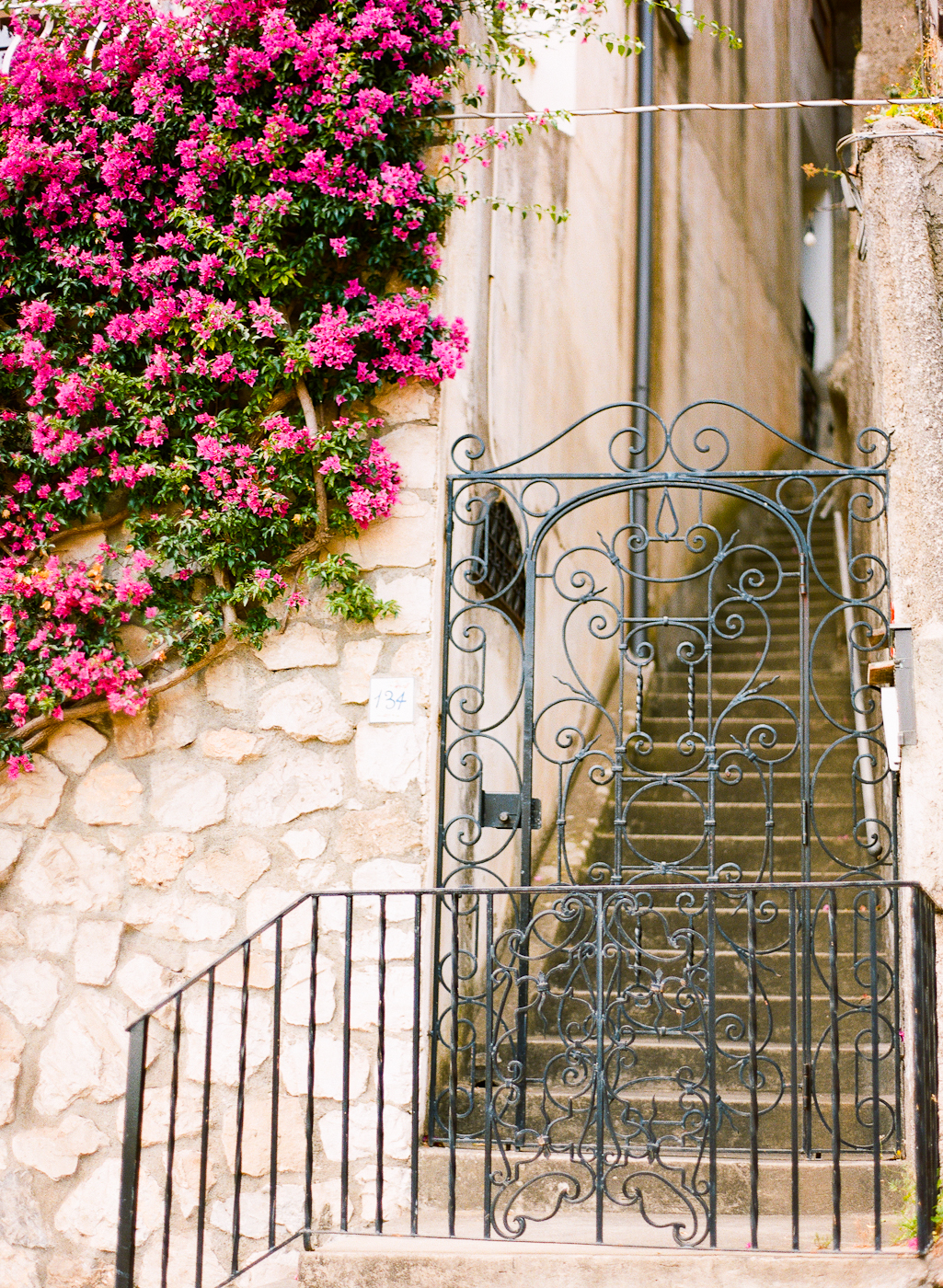 Stone Wall and Wrought Iron Entry in Positano Italy