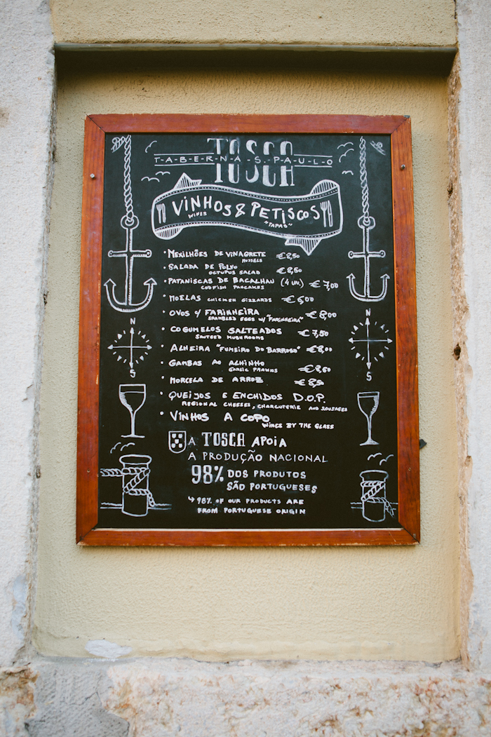 Restaurant Menu in Lisbon