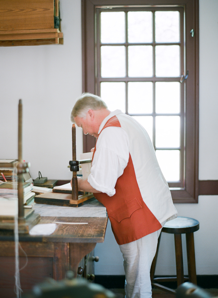 Bookbinder in Colonial Williamsburg