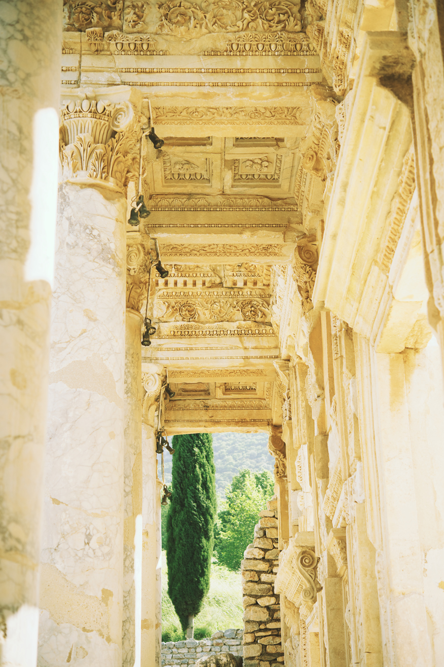 Details at the Library of Celsus Ruins in Turkey