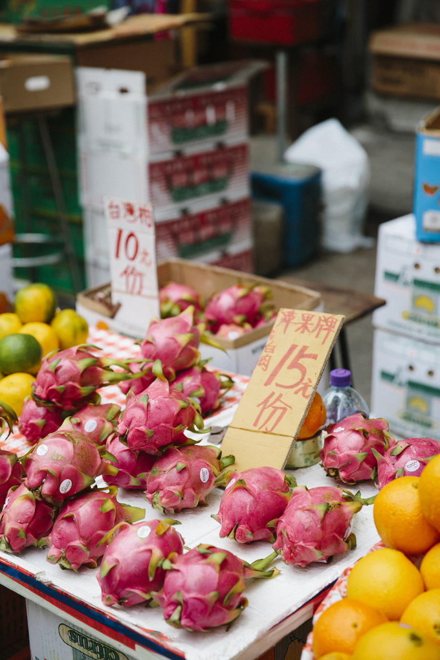 Dragonfruit Display at the Mongkok Market