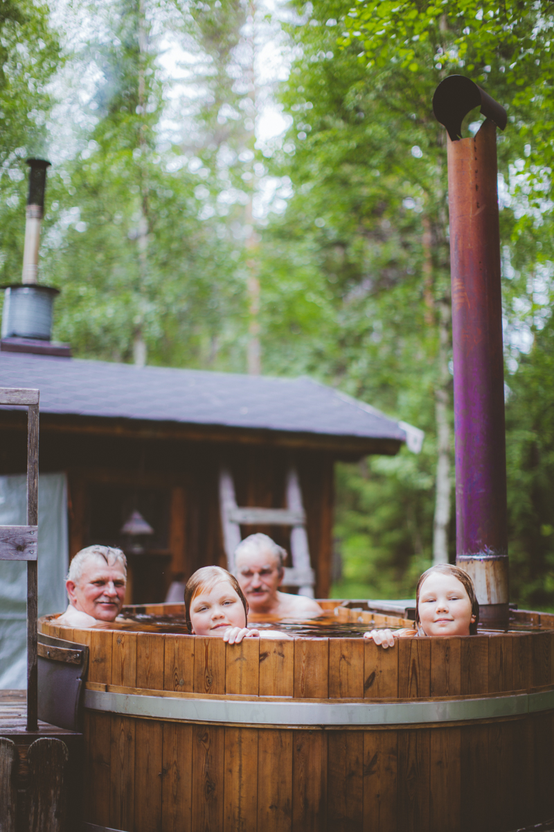 Family in the Hot Tub in Finland