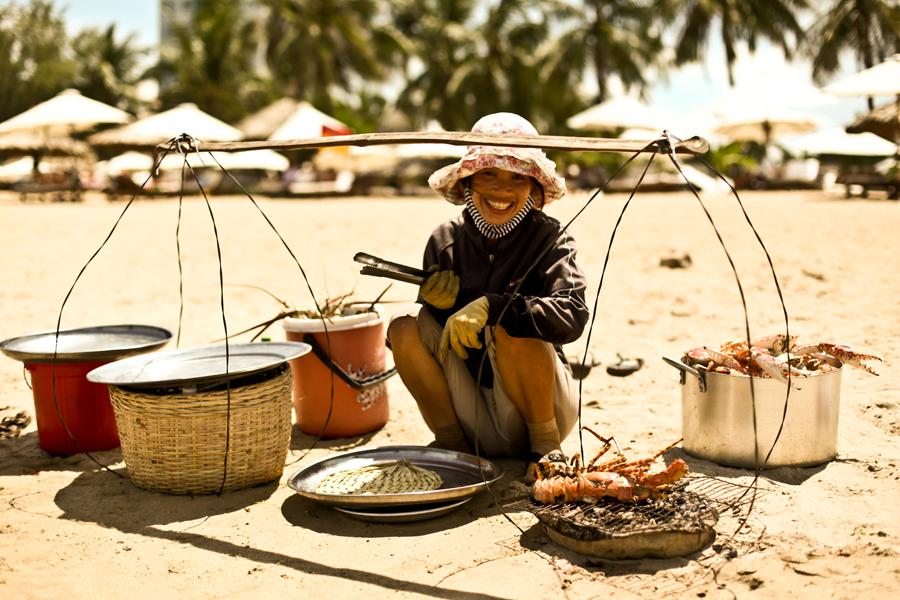 Beach Vendor in Nha Trang Vietnam