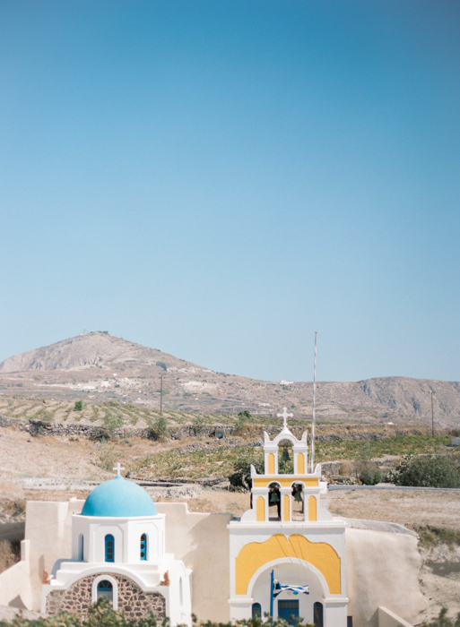 Blue and Yellow Church in Megalochori Santorini Blue and Yellow Church in Megalochori Santorini