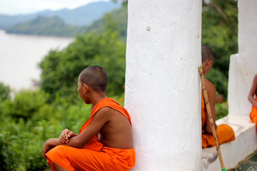 Buddhist Monks Overlooking Laos