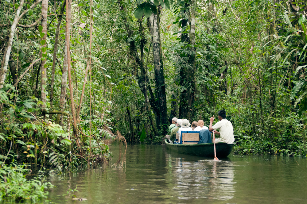 Canoeing on the Amazon in Yasuni National Park