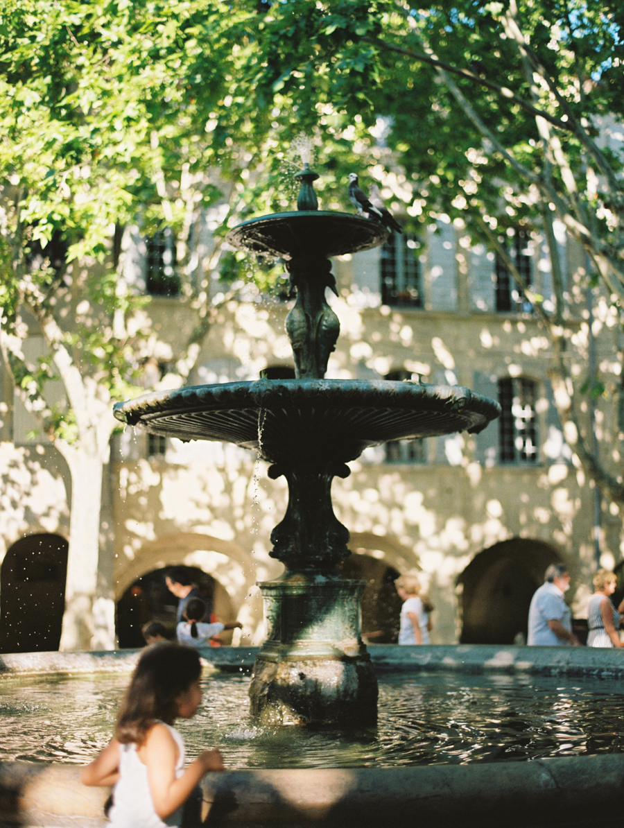 Fountain in the Place aux Herbes in Uzes France