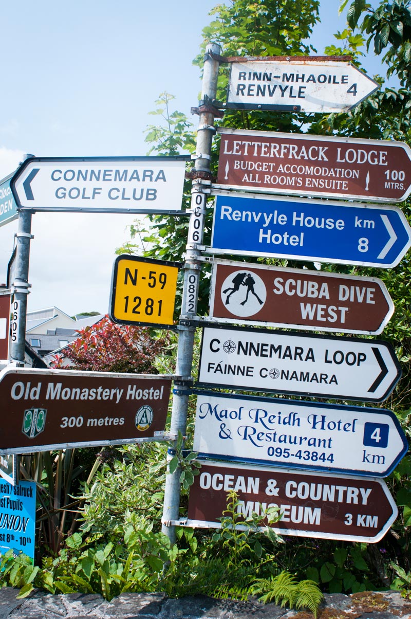 Road Signs in Connemara Ireland