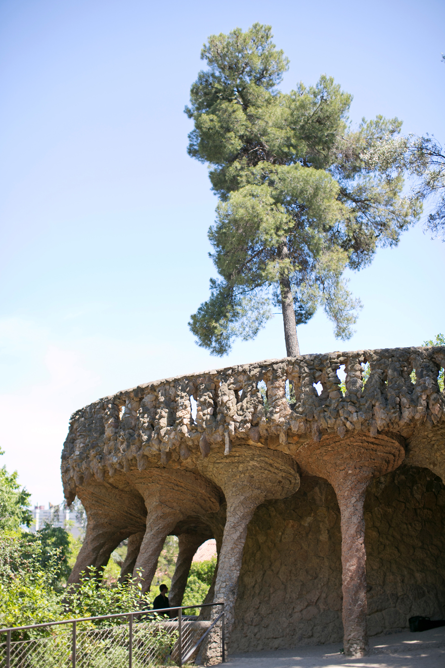 Stone Pillars at Park Guell in Barcelona Spain