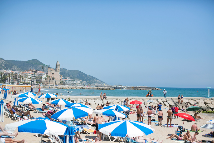 Sunny Skies on the Beach in Sitges Spain Sunny Skies on the Beach in Sitges Spain