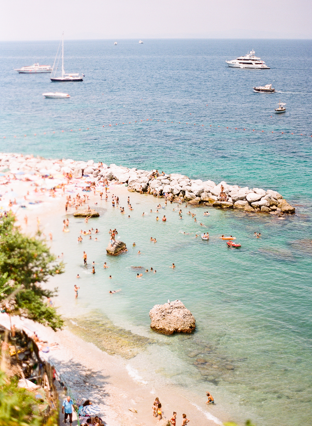 Beachgoers in Positano Italy