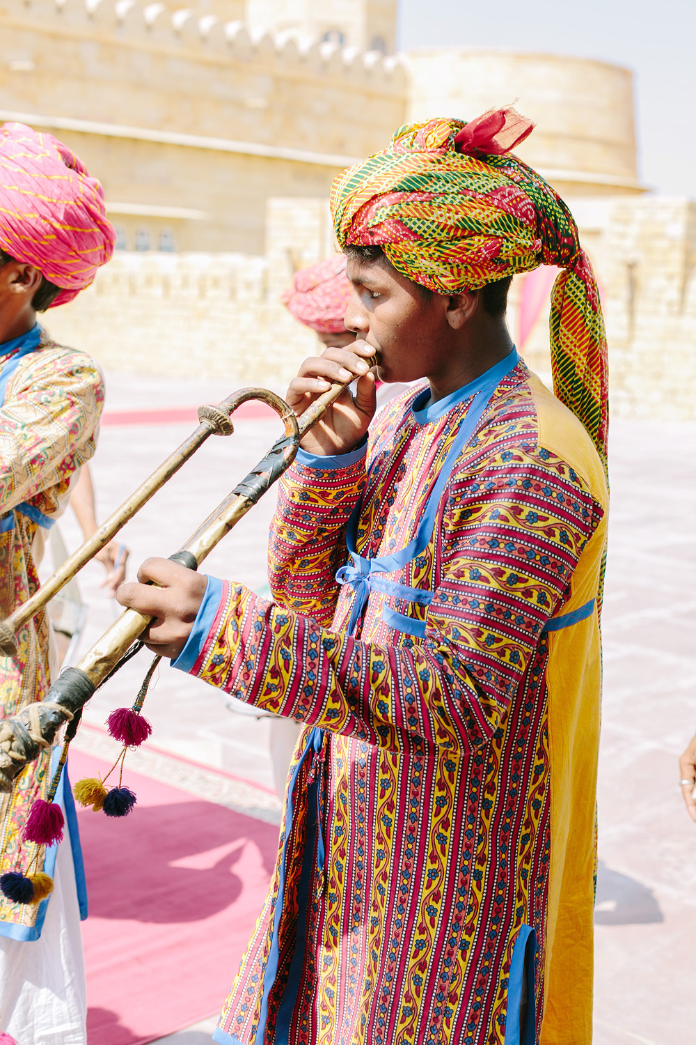 Musician at Suryagarh Palace in India
