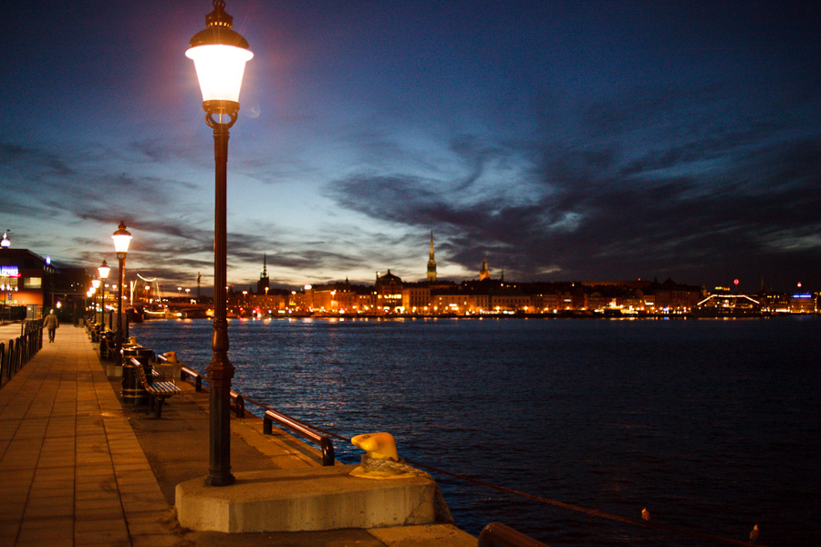 Night on the Waterfront in Stockholm Sweden