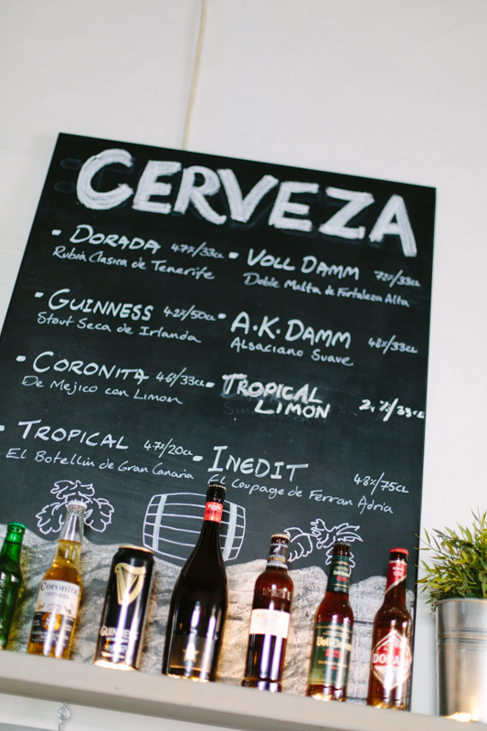 Beer Menu at Cantina Teguise in Teguise Spain
