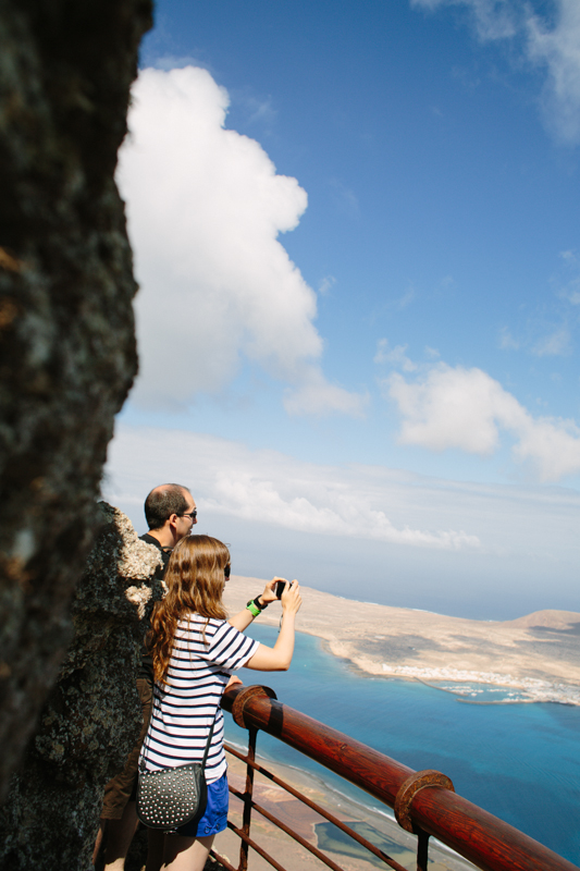 Tourists Overlooking Graciosa Island Spain