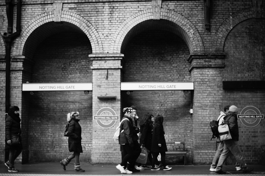 Patrons at Notting Hill Gate in London
