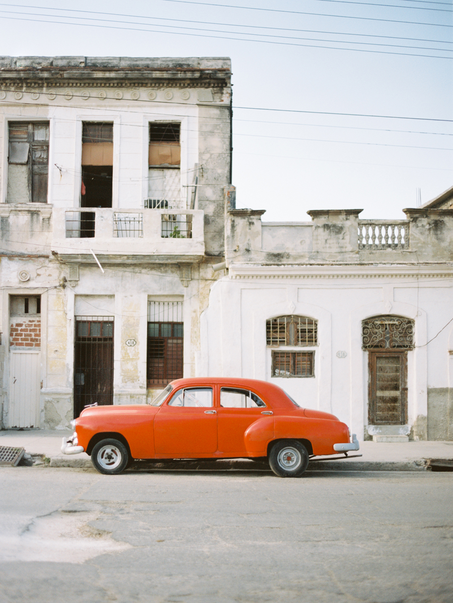 Vintage Red Car in Cuba