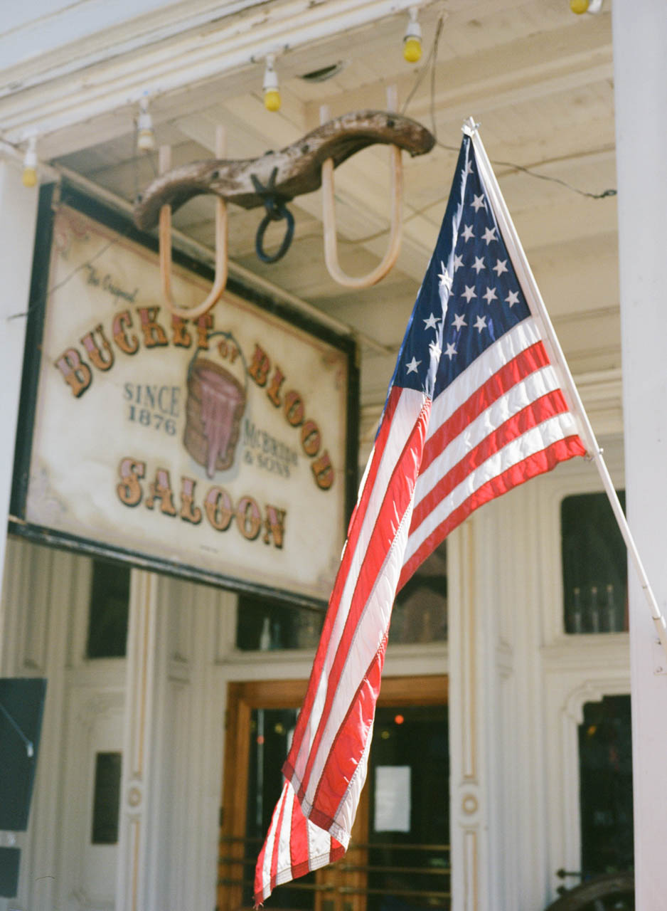 American Flag at Buckey Blood Salon in Virginia City