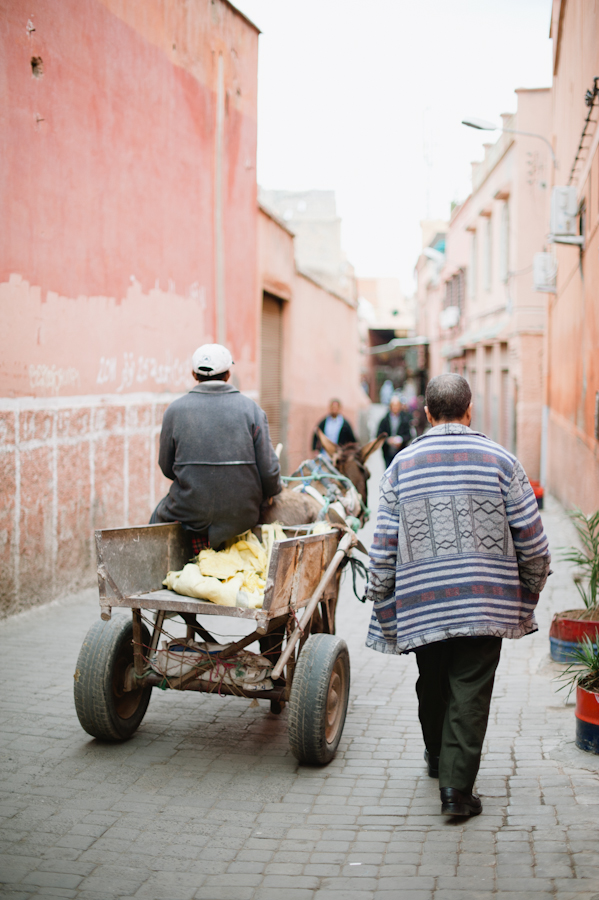 Man Pulling a Wagon in Marrakech Morocco