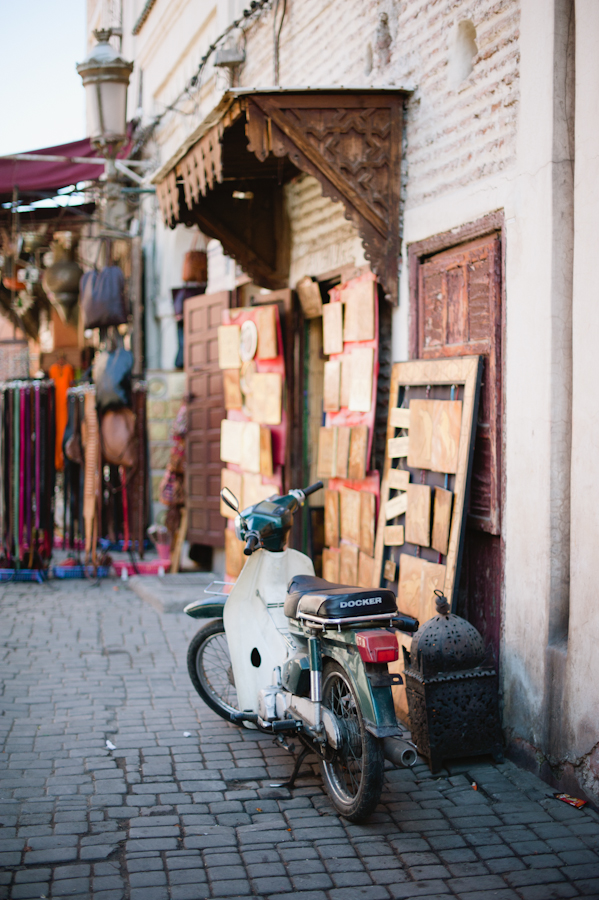 Motorcyle at the Souks in Marrakech Morocco