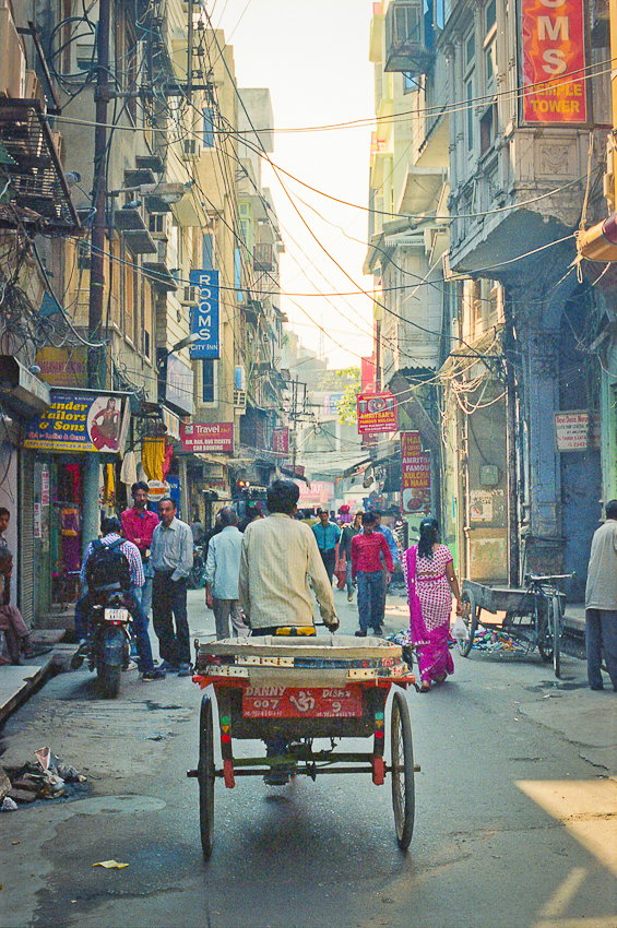 Man Pulling Cart in the Streets of Amritsar India