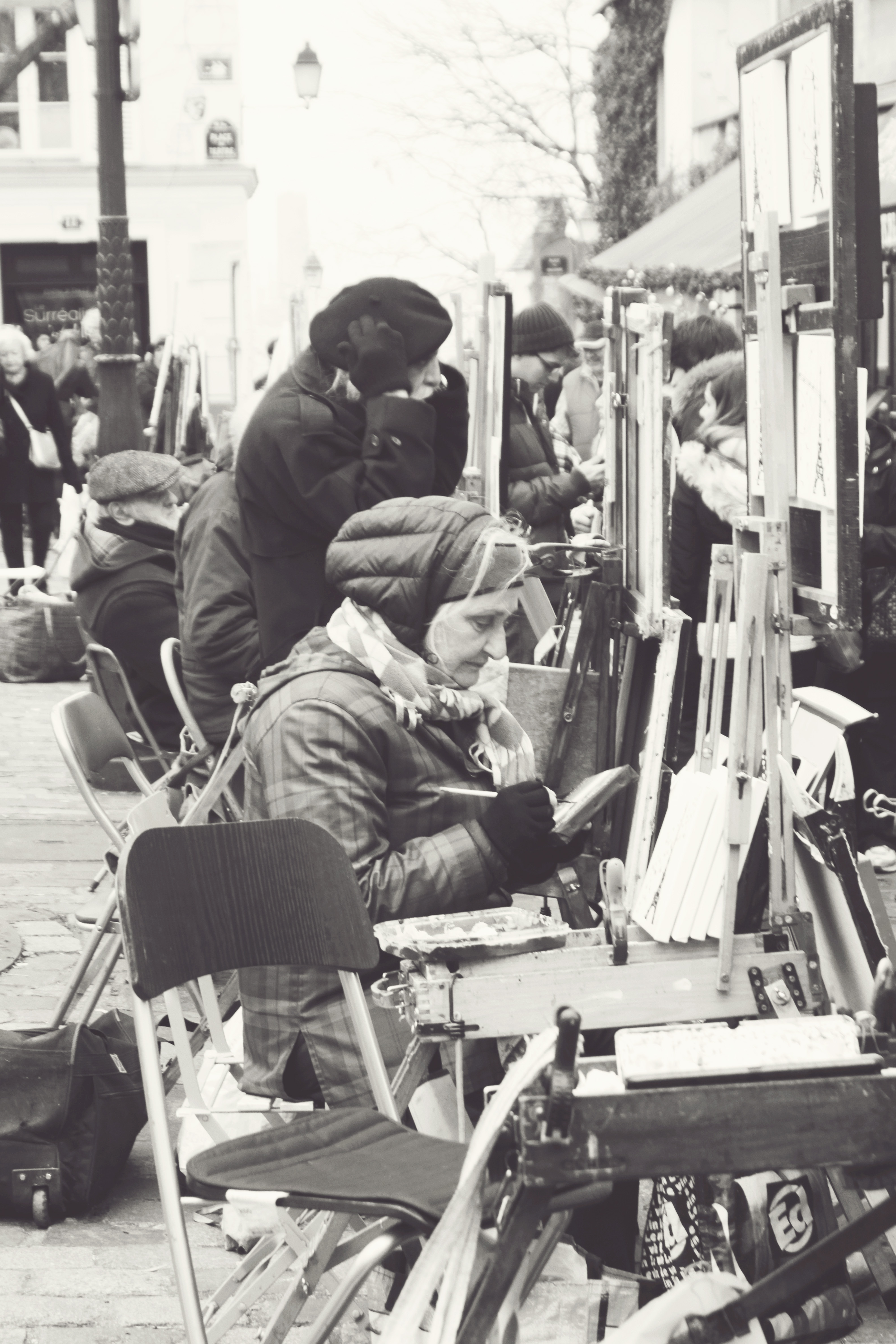 Artists in Montmartre Area of Paris Artists in Montmartre Area of Paris