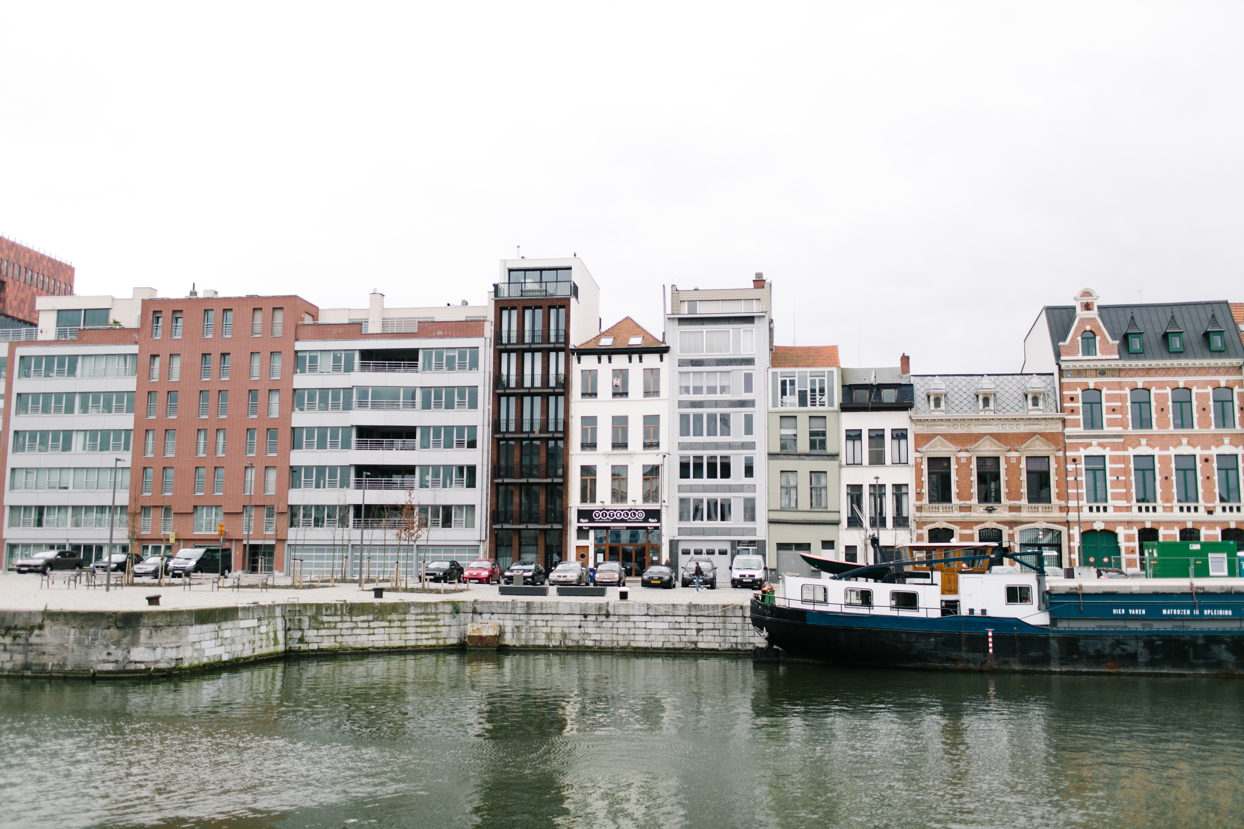 Buildings on the Water in Antwerp Belgium