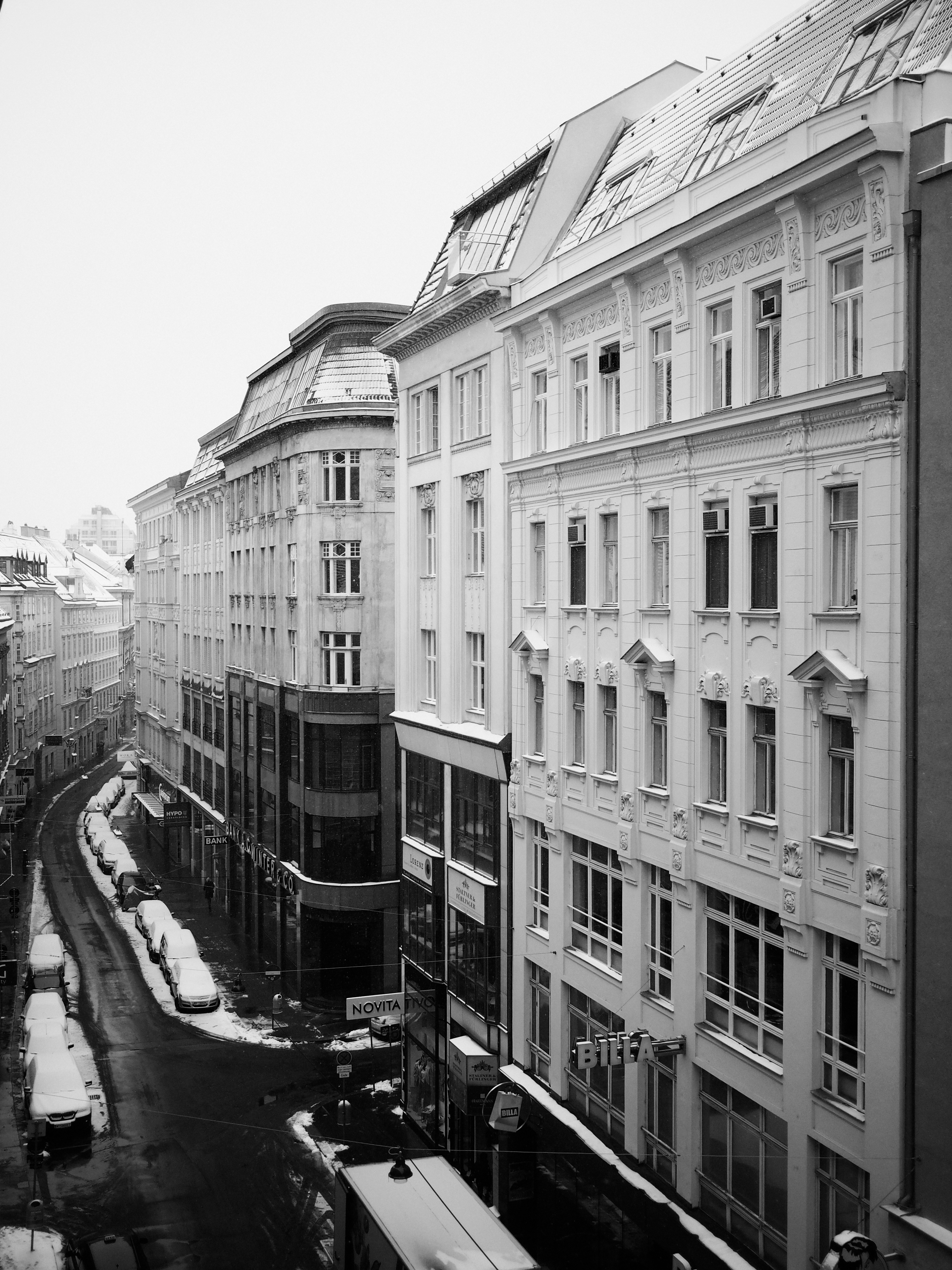 Snowy Street in Vienna Austria
